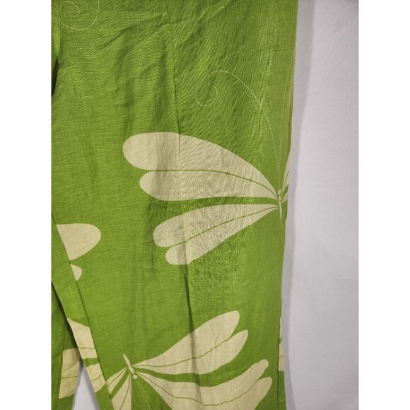 MetroStyle Womens Plus Linen Pants DragonFly Print Kitschy Fairycore Luxe 18 - Picture 2 of 5